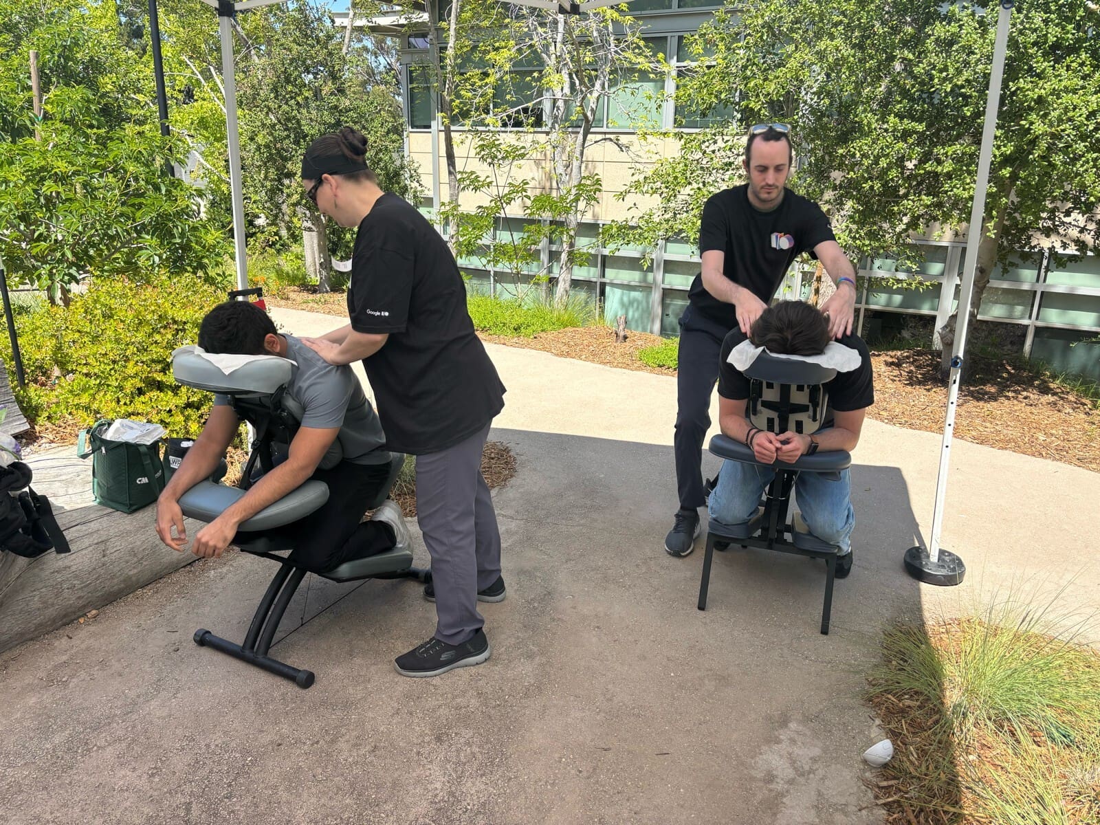 Onsite corporate massage event focused on relieving lactic acid buildup and promoting wellness.